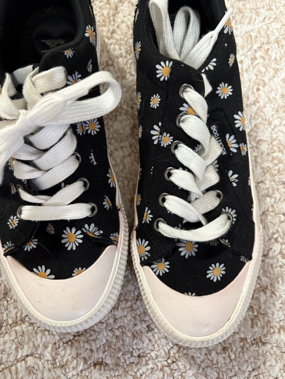 Rocket Dog Black Canvas Sneakers with Daisy Accent